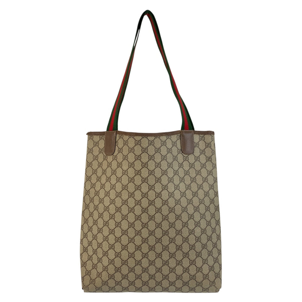 Gucci Tote Bag 39 02 003 GG Supreme canvas, leather Beige Brown Gold Metal Tote Bag Shoulder Bag Sherry Line Old Gucci Women