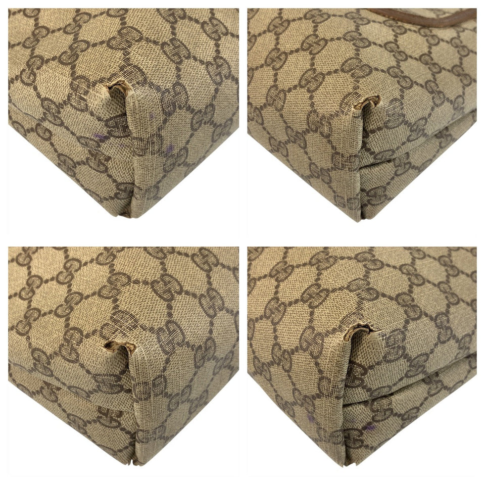 Gucci Tote Bag 39 02 003 GG Supreme canvas, leather Beige Brown Gold Metal Tote Bag Shoulder Bag Sherry Line Old Gucci Women