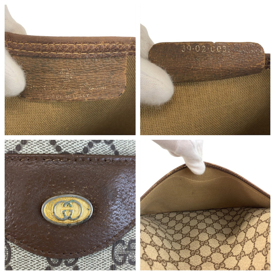 Gucci Tote Bag 39 02 003 GG Supreme canvas, leather Beige Brown Gold Metal Tote Bag Shoulder Bag Sherry Line Old Gucci Women