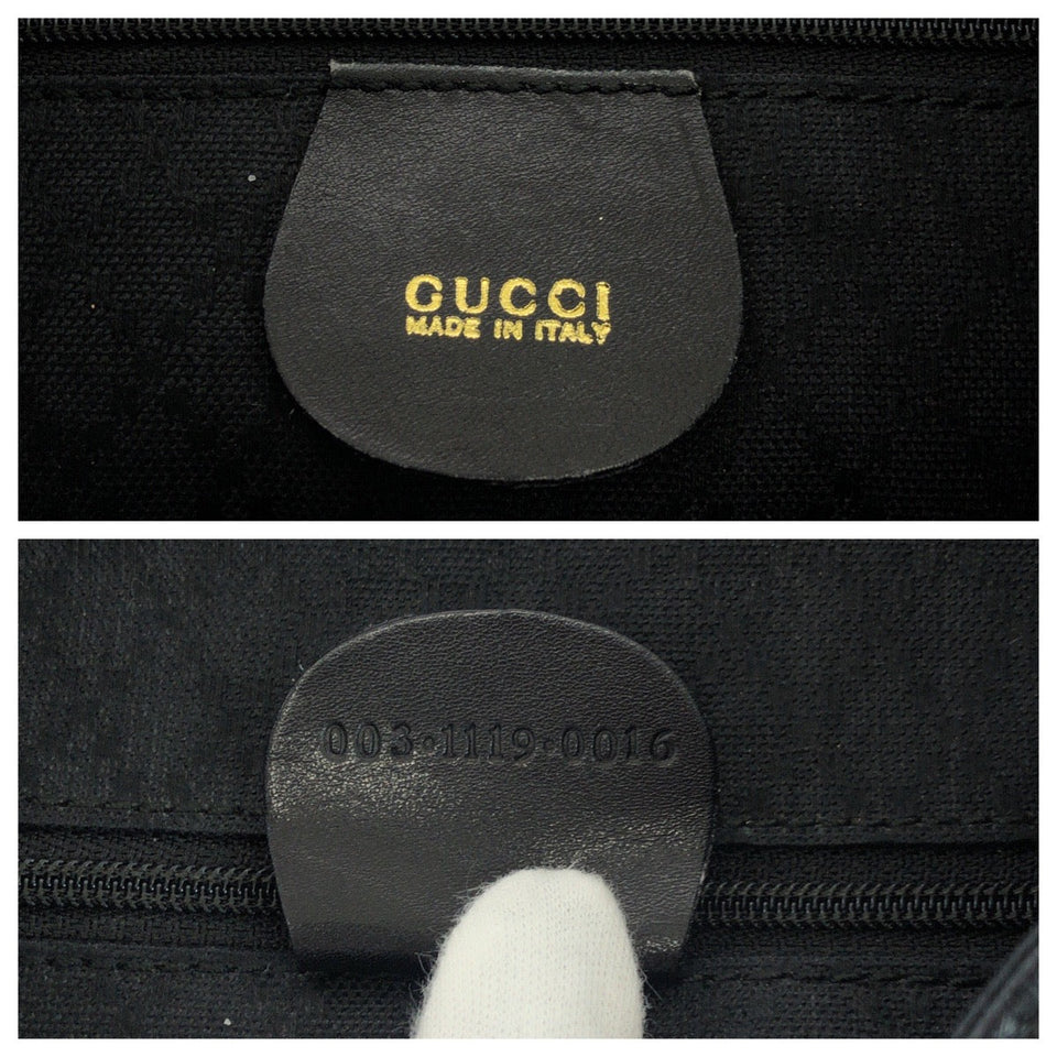 Gucci Backpack 003 1119 0016 leather Black GoldMetal Backpack Backpack Bamboo Women