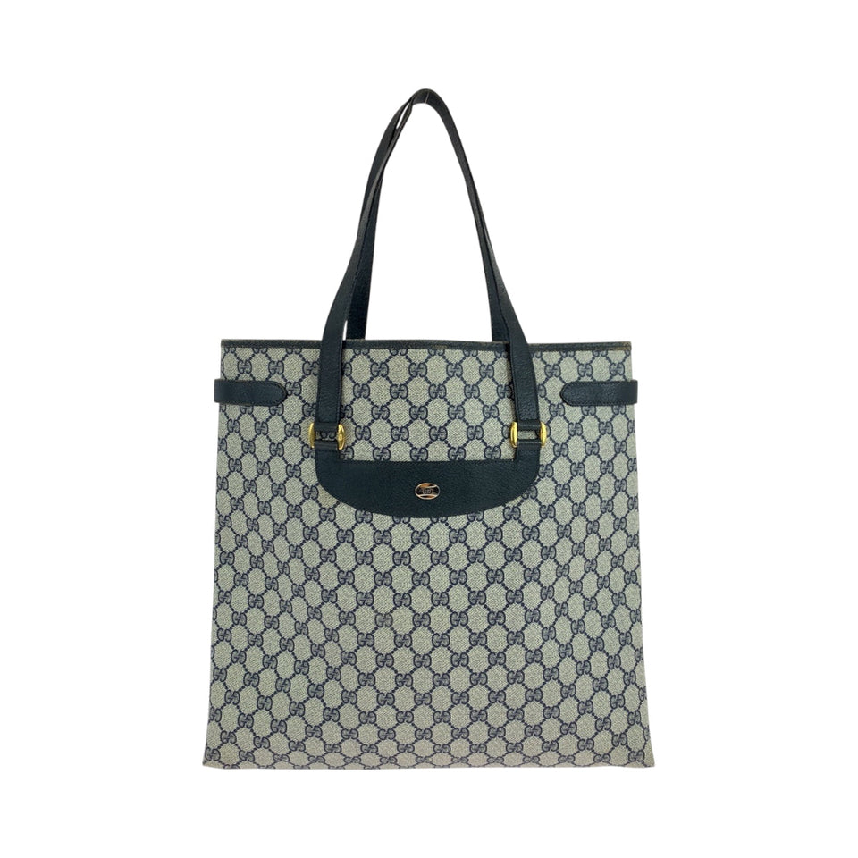Gucci Tote Bag 39 02 061 GG Supreme Canvas Gray navy Tote Bag Shoulder Bag Old Gucci Women