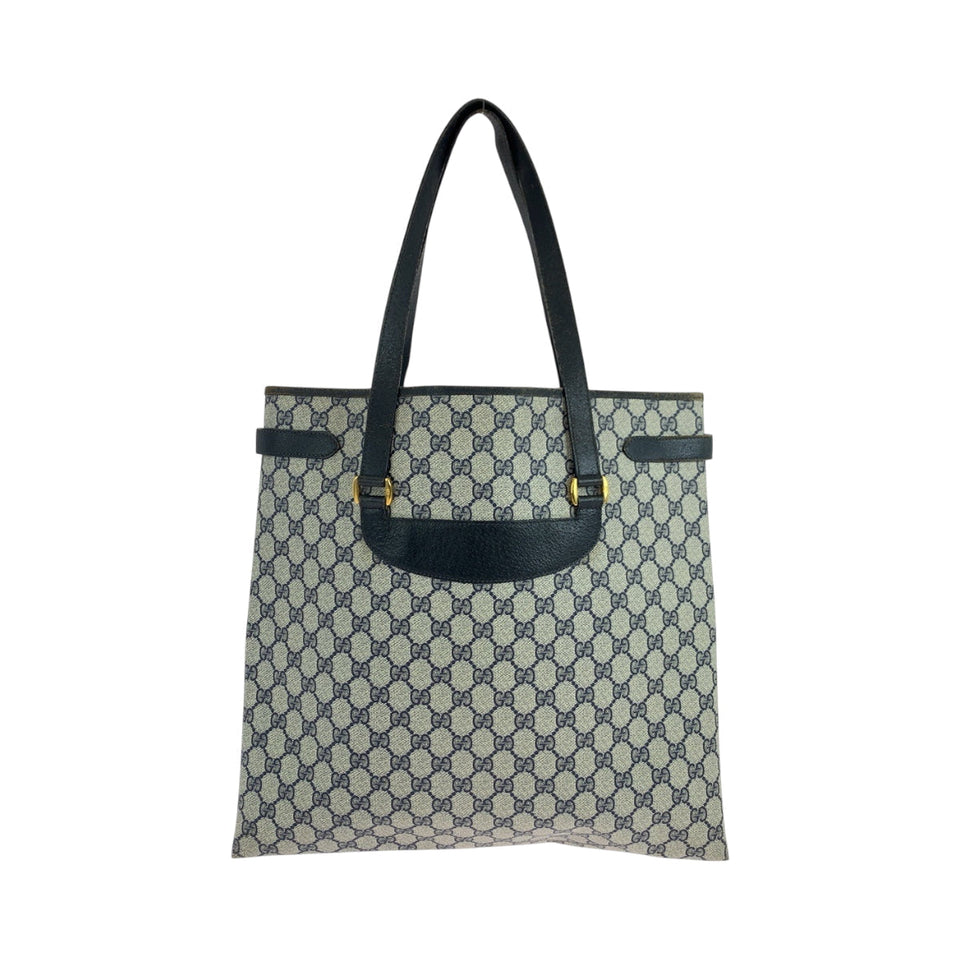 Gucci Tote Bag 39 02 061 GG Supreme Canvas Gray navy Tote Bag Shoulder Bag Old Gucci Women
