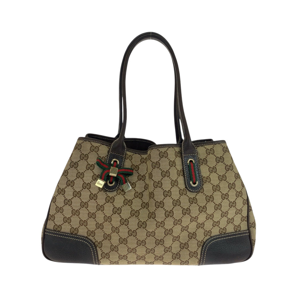 Gucci Tote Bag 163805 GG canvas Beige Brown Gold Metal Tote Bag Shoulder Bag Sherry Line Princess ribbon Women
