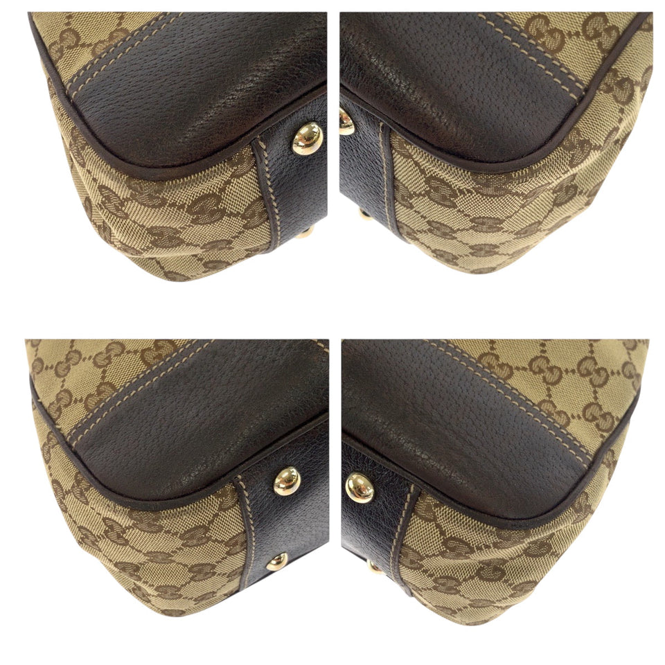 Gucci Tote Bag 163805 GG canvas Beige Brown Gold Metal Tote Bag Shoulder Bag Sherry Line Princess ribbon Women