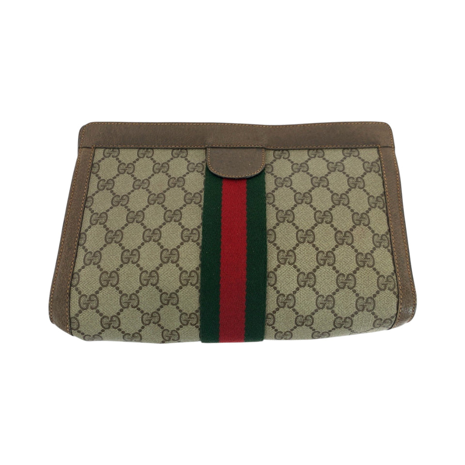 Gucci Clutch bag 89 01 002 GG Supreme Canvas Beige Brown Red Green Clutch bag business bag Old Gucci Shelly Line Women