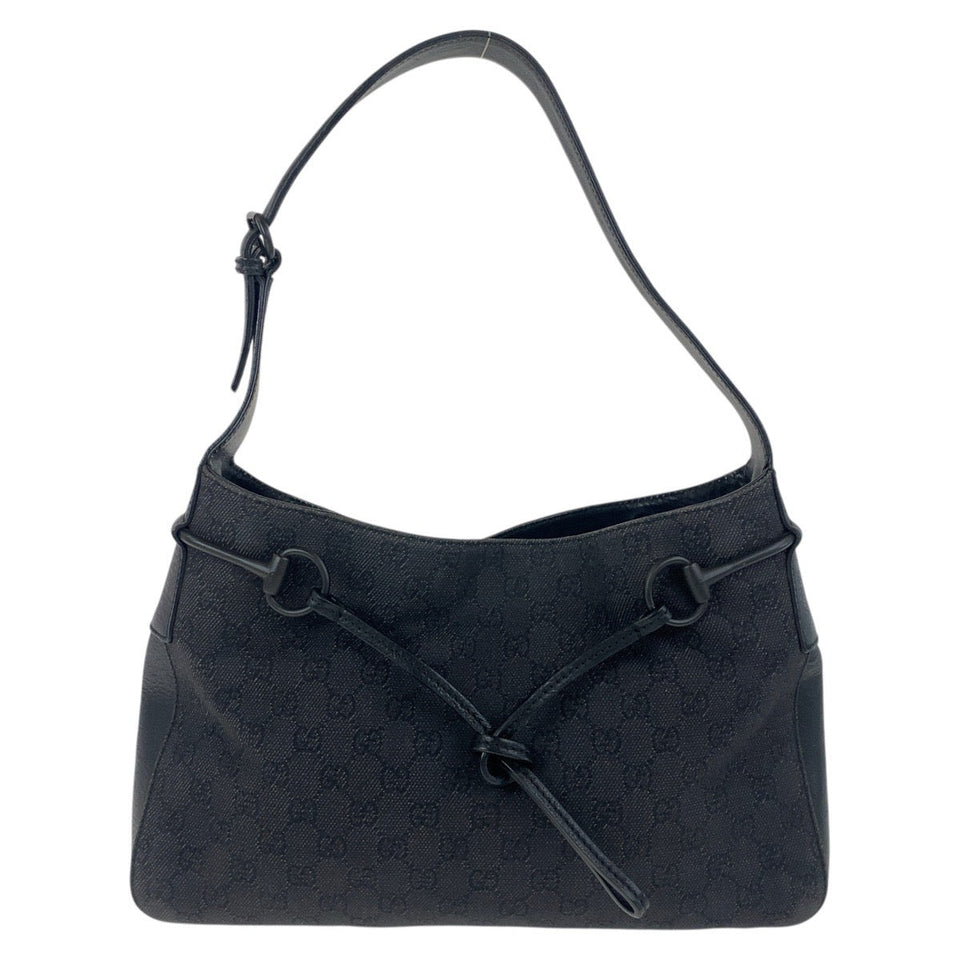 Gucci Shoulder Bag 101975 GG canvas Black black Horsebit