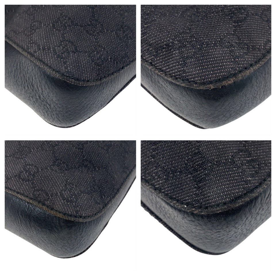 Gucci Shoulder Bag 101975 GG canvas Black black Horsebit