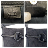 Gucci Shoulder Bag 101975 GG canvas Black black Horsebit