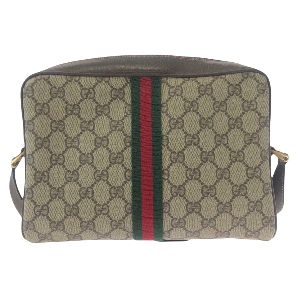 Gucci Shoulder Bag 72 001 4071 GG Supreme canvas, leather Beige Brown Gold Metal Crossbody Shoulder Bag Old Gucci Shelly Line Women