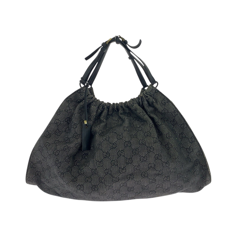 Gucci Tote Bag 76554 canvas Grey Black Gold Metal
