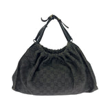 Gucci Tote Bag 76554 canvas Grey Black Gold Metal