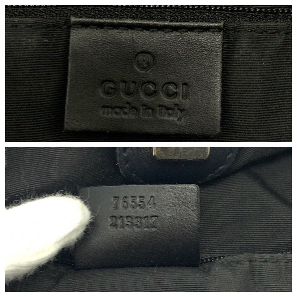 Gucci Tote Bag 76554 canvas Grey Black Gold Metal