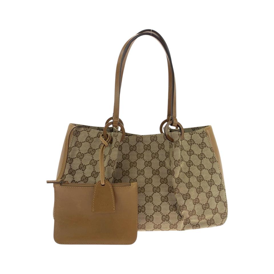 Gucci Tote Bag 94898 GG canvas Beige Brown Gold Metal Tote Bag handbag Women