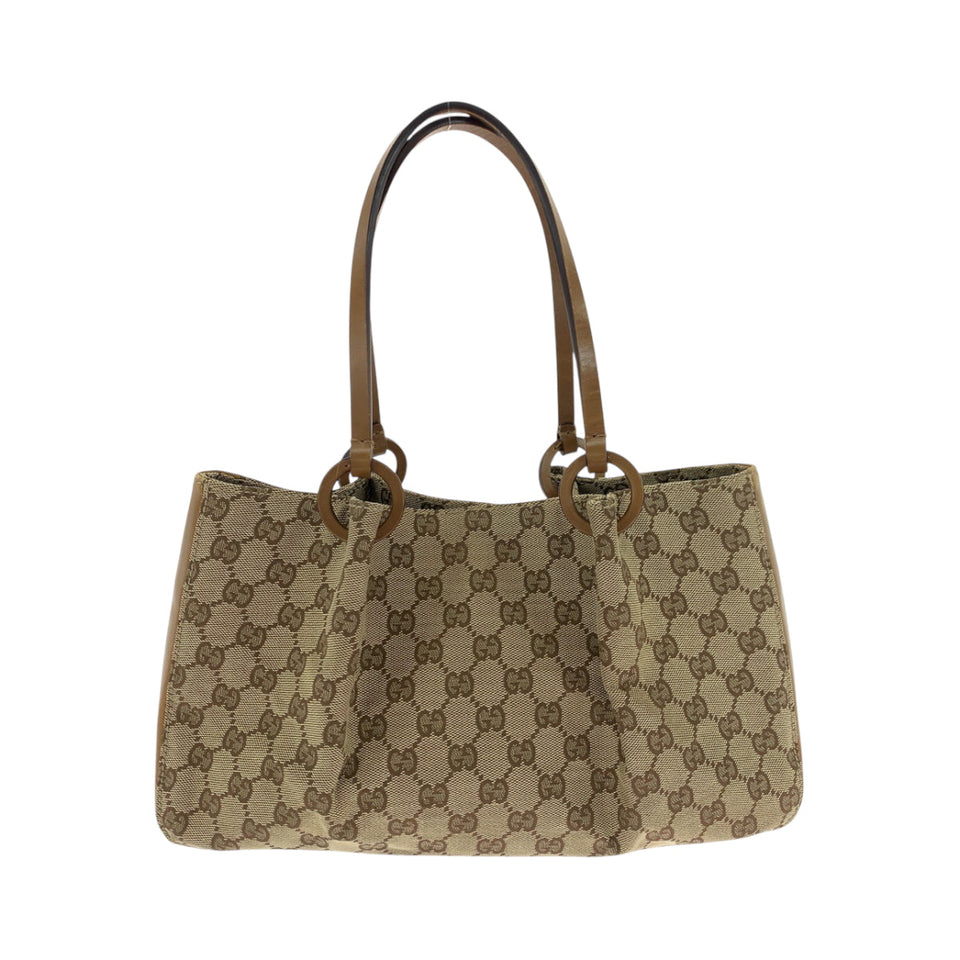 Gucci Tote Bag 94898 GG canvas Beige Brown Gold Metal Tote Bag handbag Women