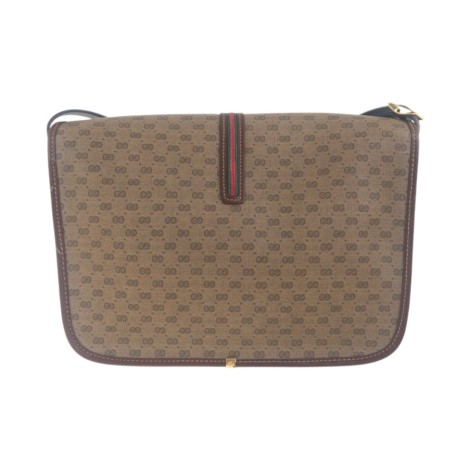 Gucci Shoulder Bag 001 103 0551 leather Brown Gold Metal Old Gucci Shelly Line