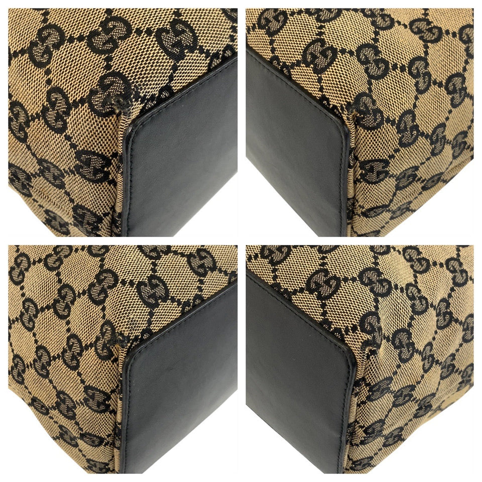 Gucci Tote Bag 002 1098 GG canvas, leather Beige Black Gold Metal Tote Bag Shoulder Bag Women