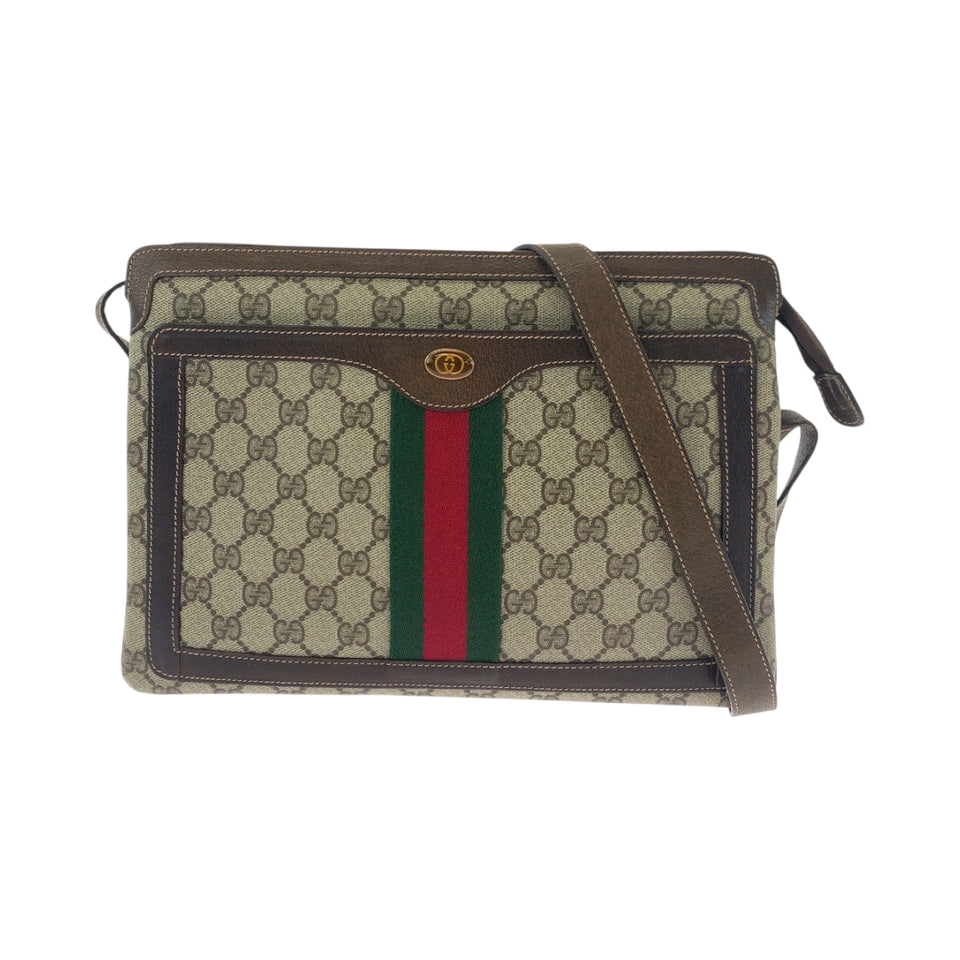 Gucci Shoulder Bag 001 16 4085 GG Supreme Canvas Beige Brown Gold Metal Shoulder Bag Shoulder Bag Old Gucci Shelly Line Women