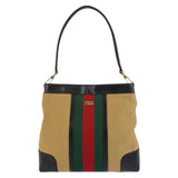 Gucci Shoulder Bag 001 4231 Canvas, Leather Beige Brown Gold Metal Sherry line Women