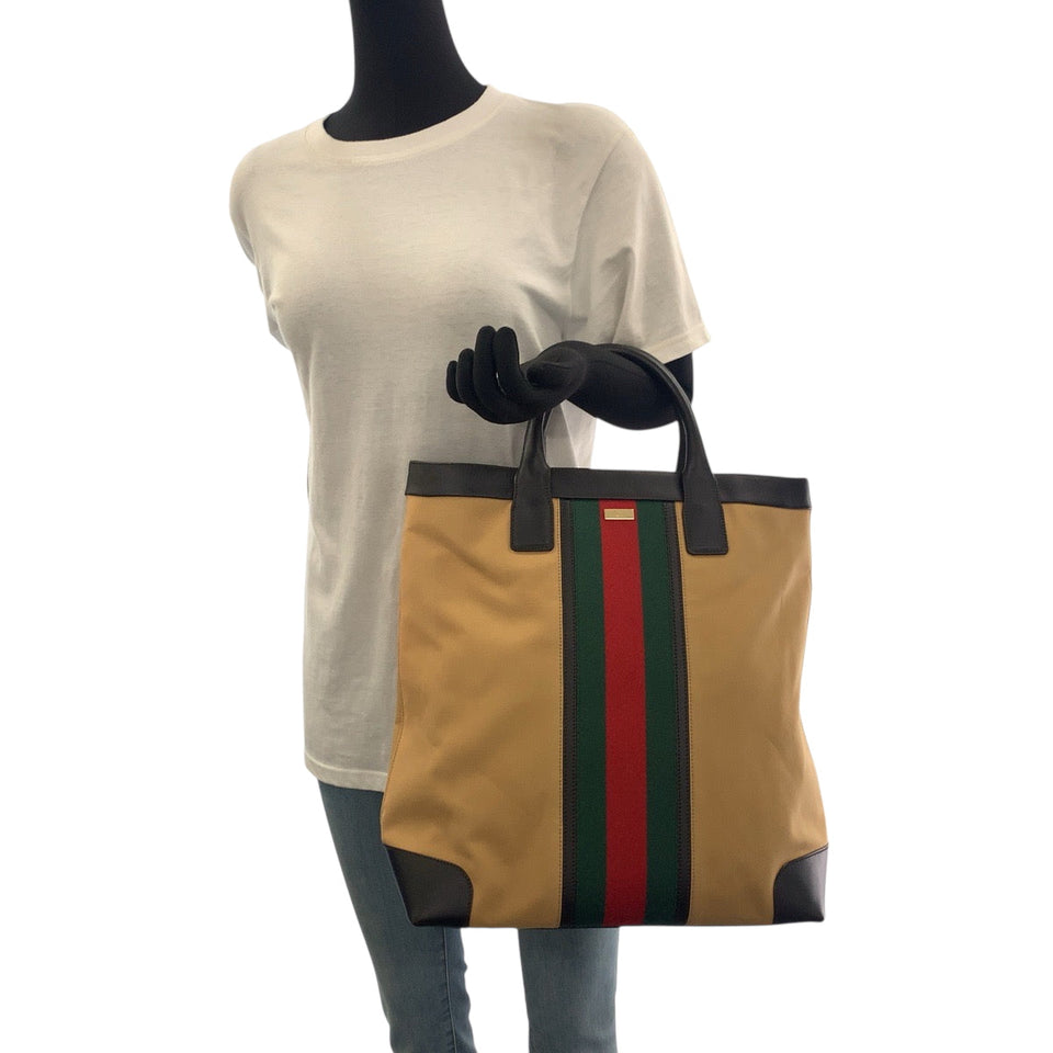 Gucci Tote Bag 002 1121 canvas Camel Red Green GoldMetal Tote Bag Shoulder Bag Sherry line Women