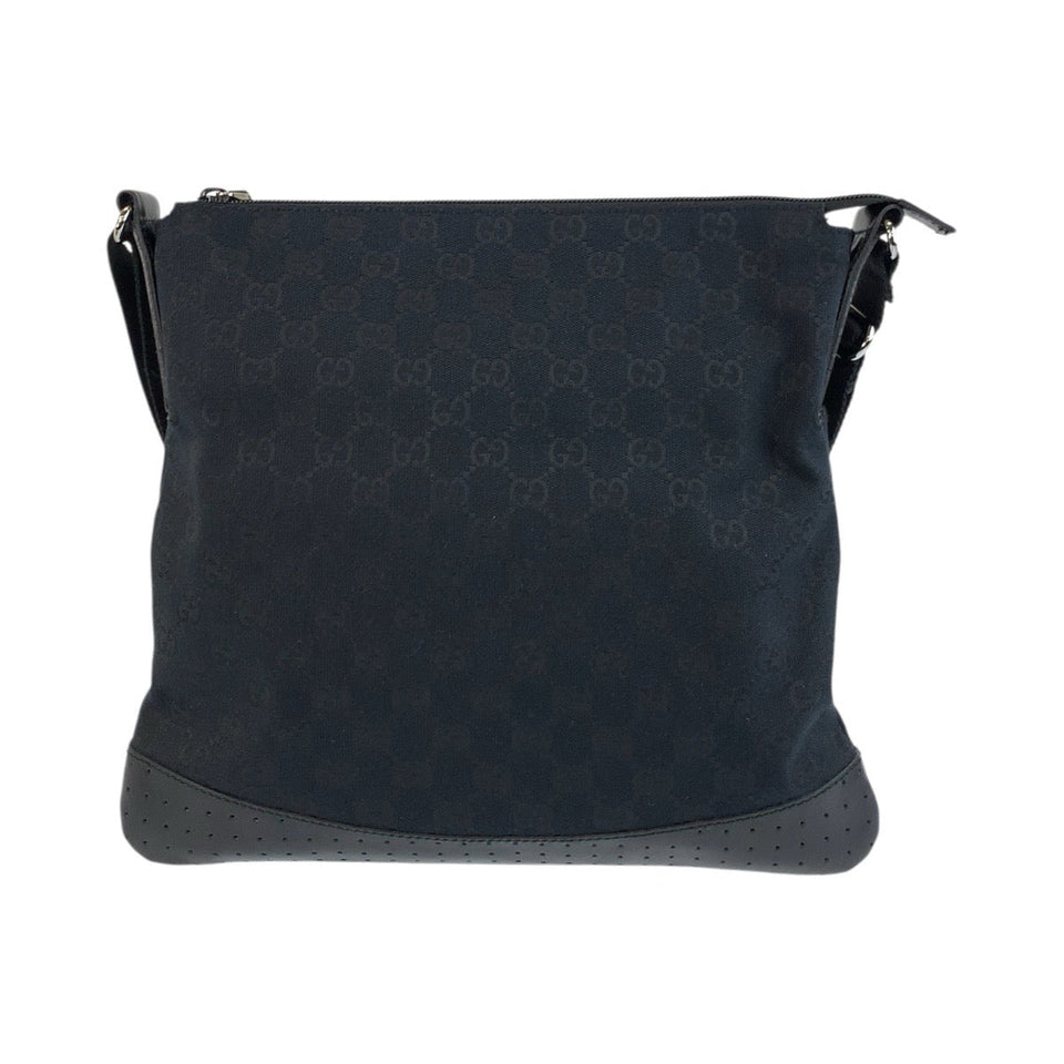 Gucci Shoulder Bag 145857 GG canvas Black SilverMetal