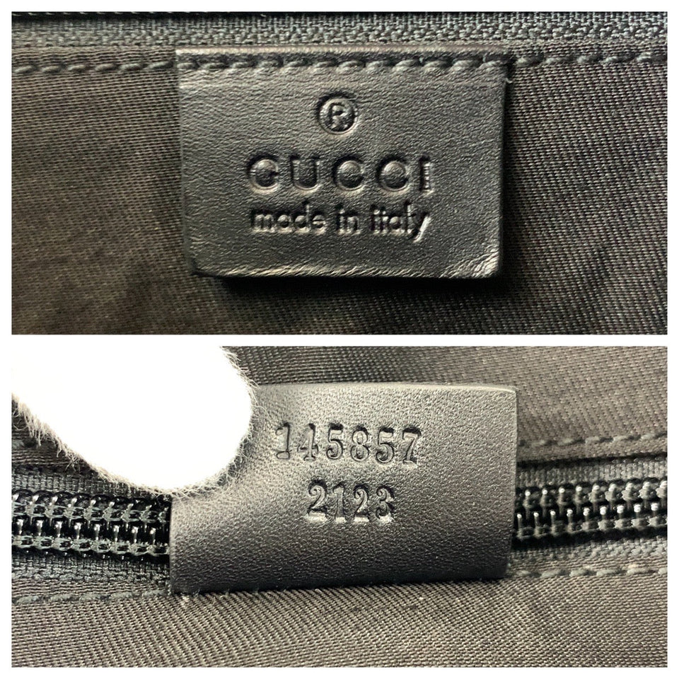 Gucci Shoulder Bag 145857 GG canvas Black SilverMetal