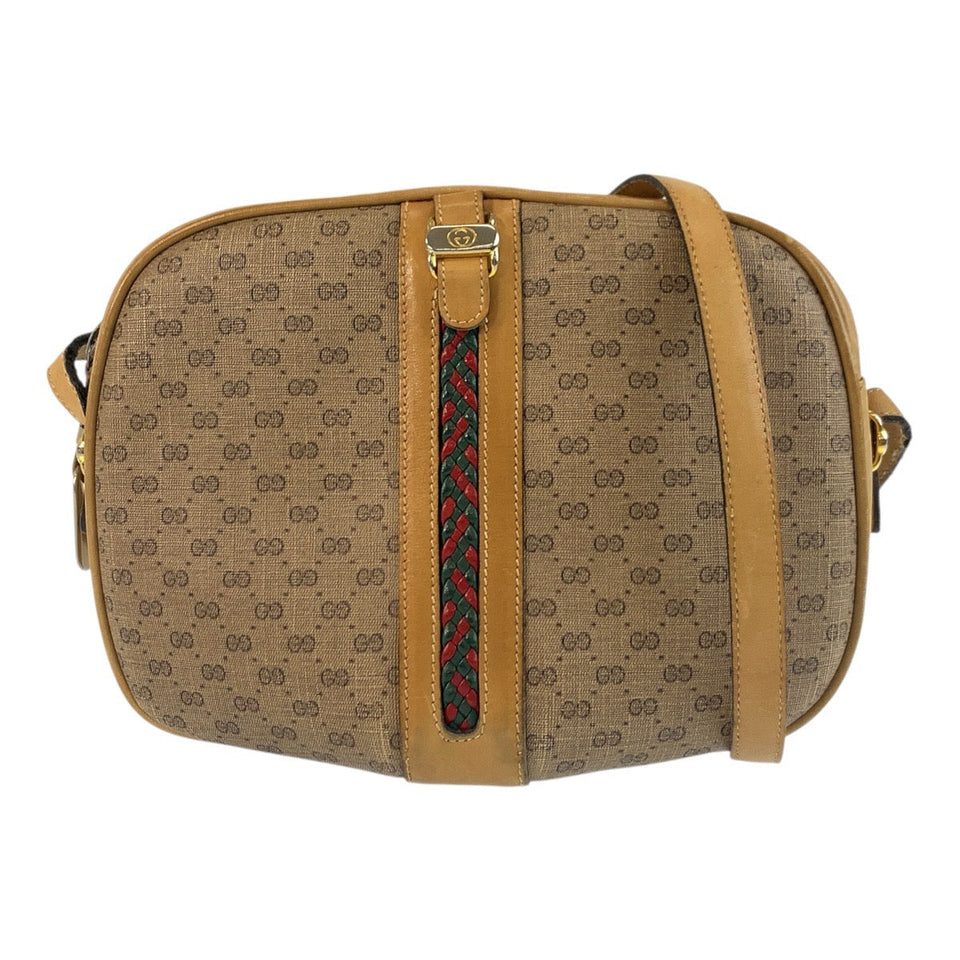 Gucci Shoulder Bag PVC Beige Gold Metal Old Gucci Micro GG