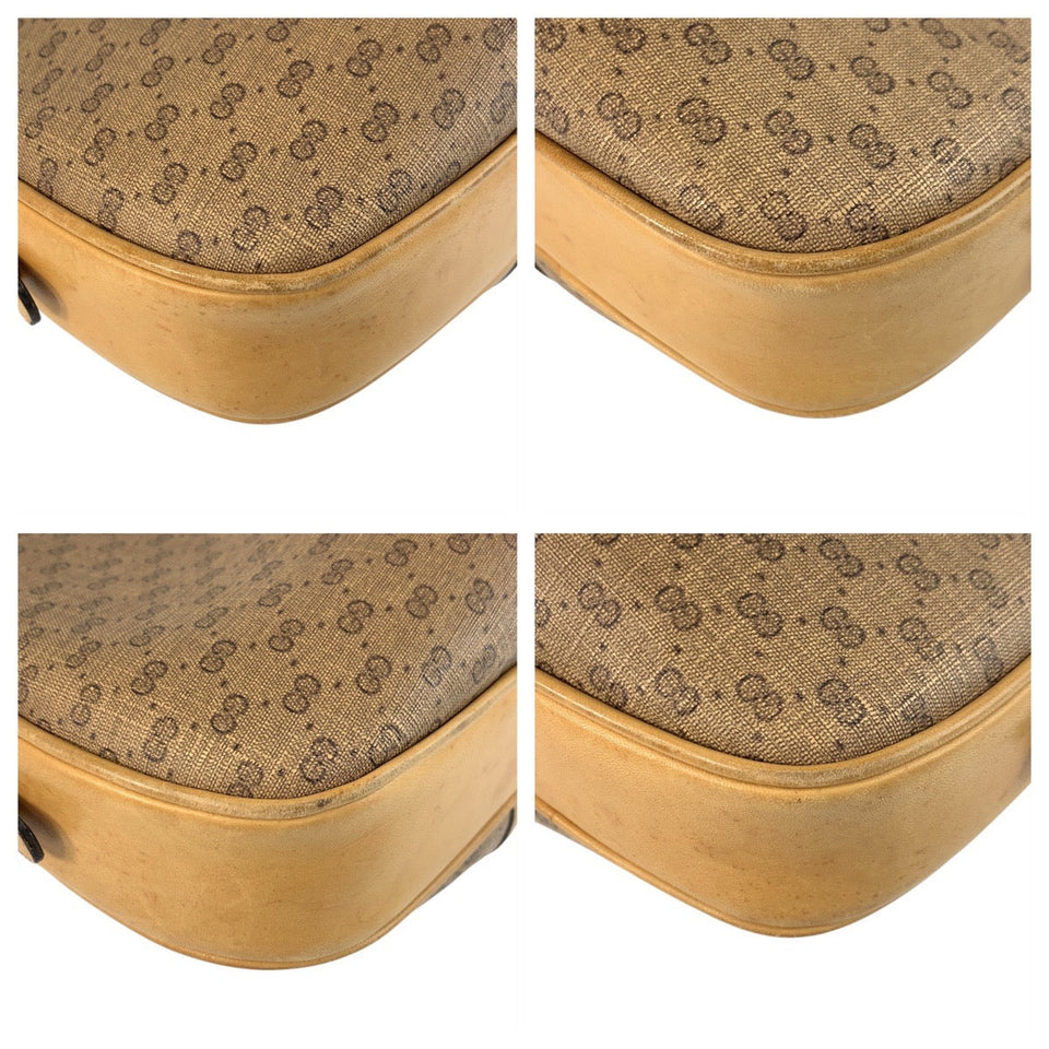 Gucci Shoulder Bag PVC Beige Gold Metal Old Gucci Micro GG