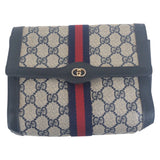 Gucci Clutch bag GG Supreme Canvas Navy Gray Gold Metal Old Gucci Shelly Line
