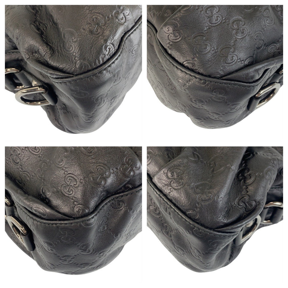 Gucci Handbag 228594 leather Black SilverMetal Handbag Shoulder Bag Horsebit Guccissima Women