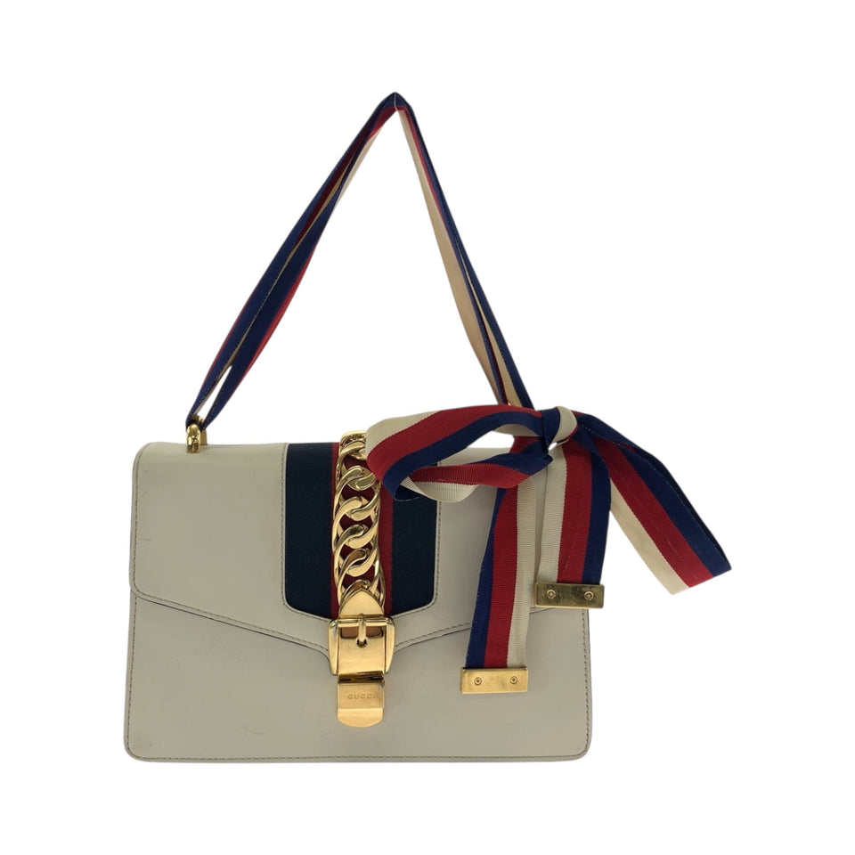 Gucci Shoulder Bag 421882 Calfskin Ivory Gold Metal Shoulder Bag handbag sherry line sylvie Women