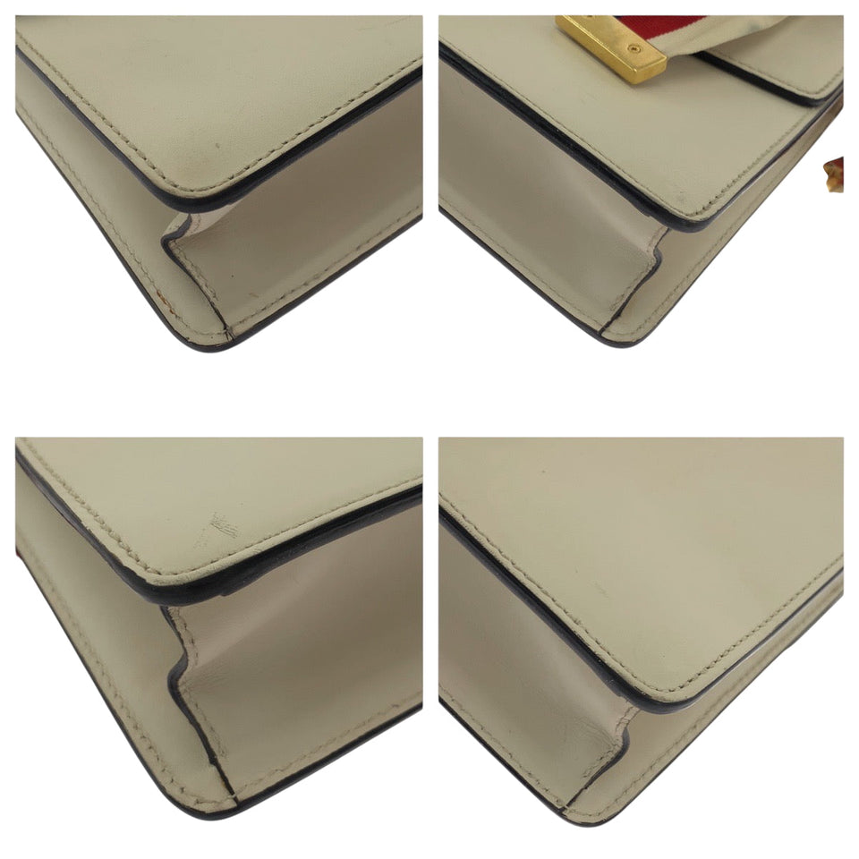 Gucci Shoulder Bag 421882 Calfskin Ivory Gold Metal Shoulder Bag handbag sherry line sylvie Women