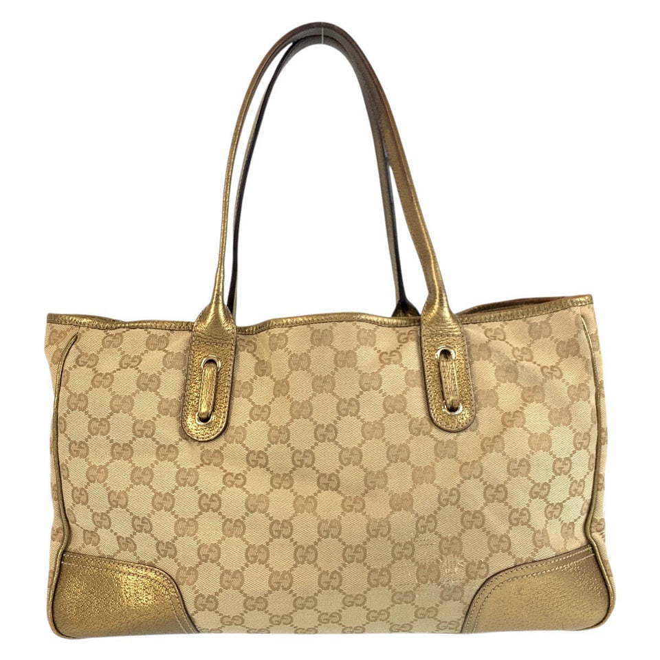 Gucci Tote Bag 163805 GG canvas, leather Beige gold Tote Bag Shoulder Bag Pretty Women