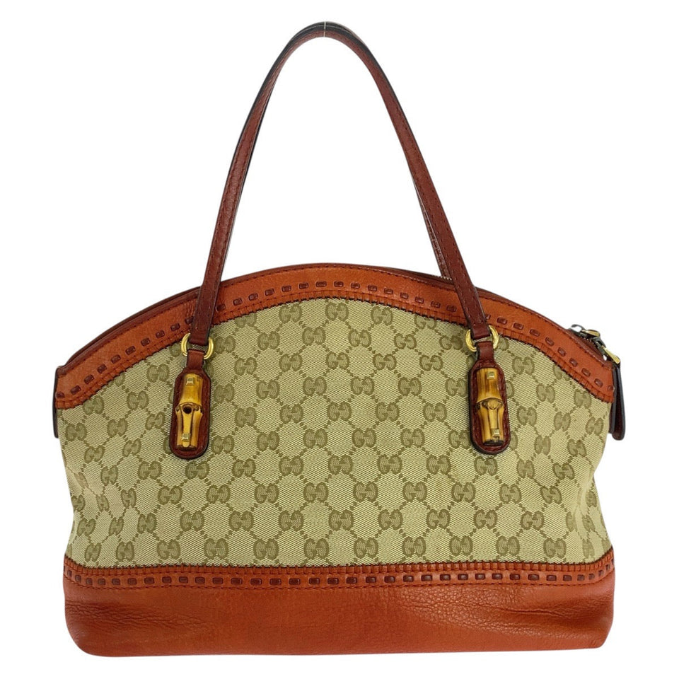 Gucci Handbag 339002 GG canvas, leather Beige Orange Gold Metal Handbag Shoulder Bag Bamboo Women
