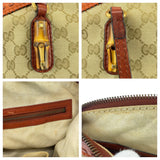 Gucci Handbag 339002 GG canvas, leather Beige Orange Gold Metal Handbag Shoulder Bag Bamboo Women