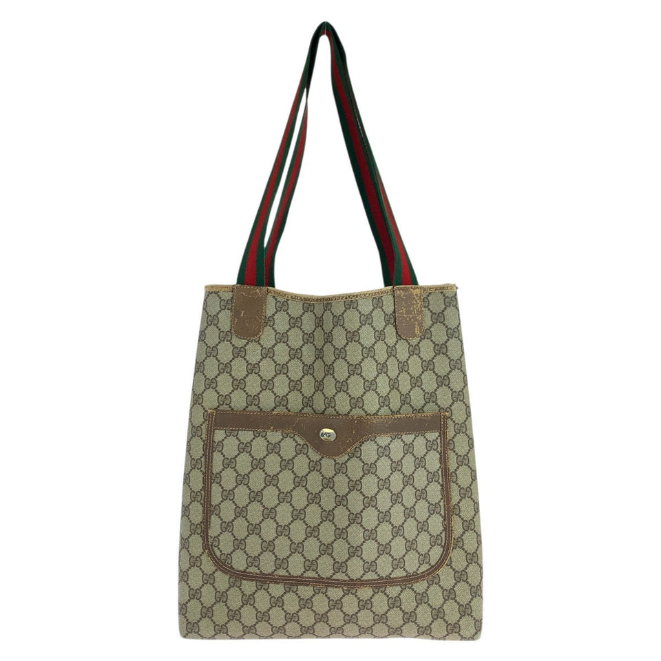 Gucci Tote Bag 39 02 003 GG Supreme Canvas Brown Old Gucci Shelly Line