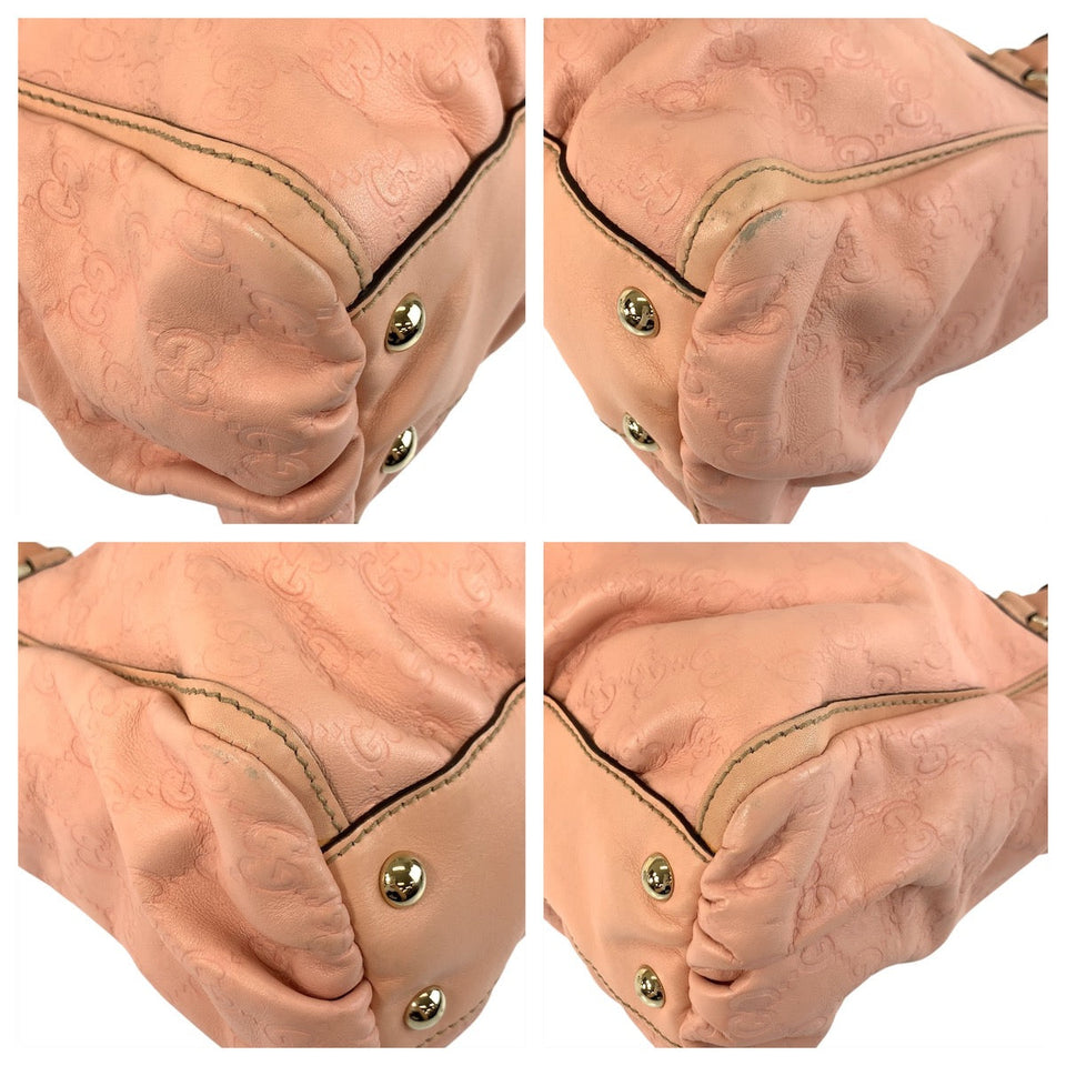 Gucci Tote Bag 189831 leather Pink Gold Metal Tote Bag Shoulder Bag Abby Guccissima Women