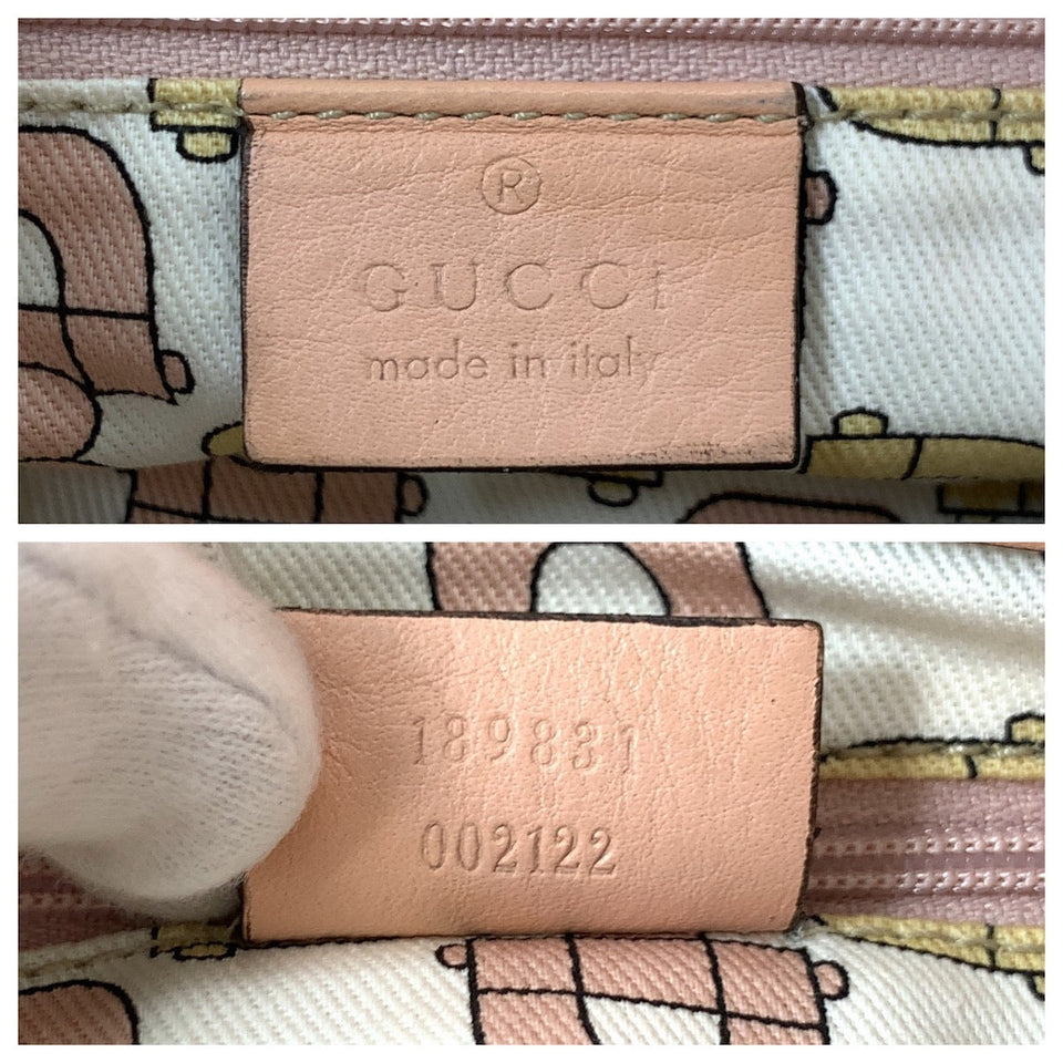 Gucci Tote Bag 189831 leather Pink Gold Metal Tote Bag Shoulder Bag Abby Guccissima Women