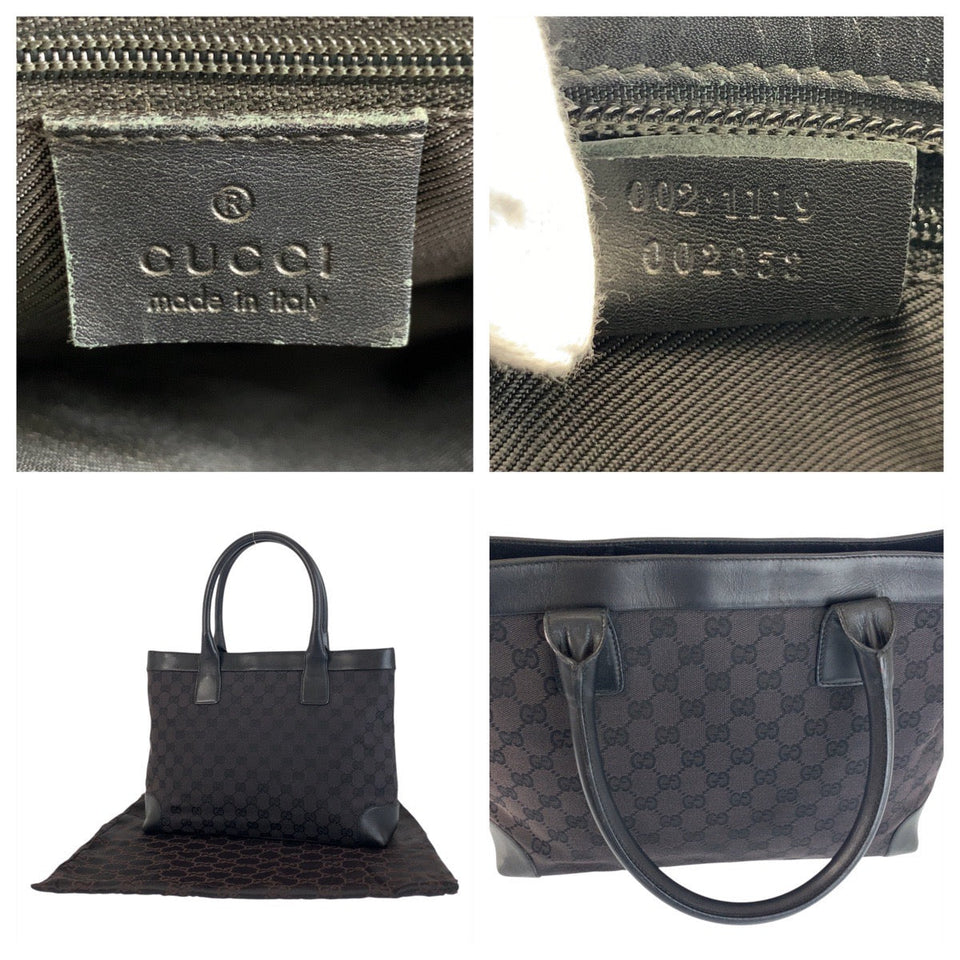 Gucci Tote Bag 002 1119 GG canvas, leather Black black Tote Bag Shoulder Bag Women
