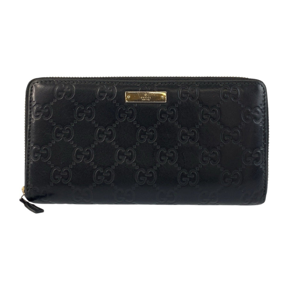 Gucci Long Wallet Purse 112724 leather Black GoldMetal Long Wallet Purse Guccisima Women