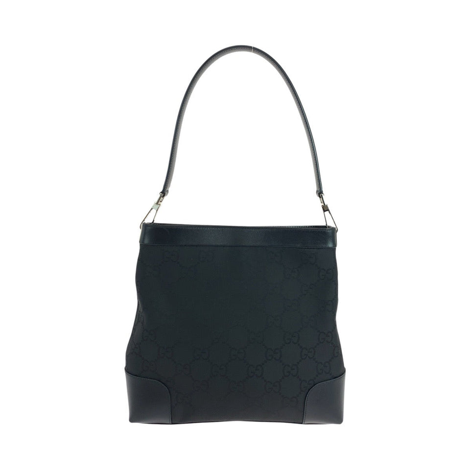 Gucci Shoulder Bag 148754 Nylon Black Silver Metal