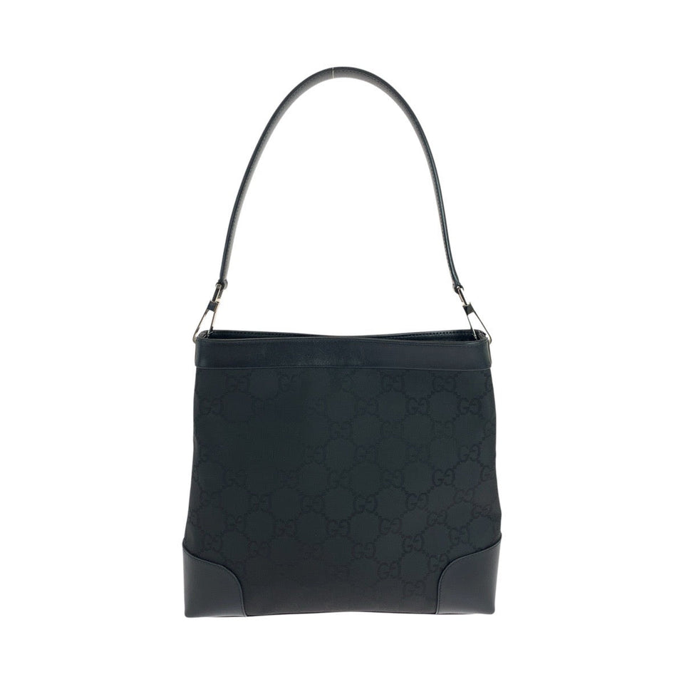 Gucci Shoulder Bag 148754 Nylon Black Silver Metal