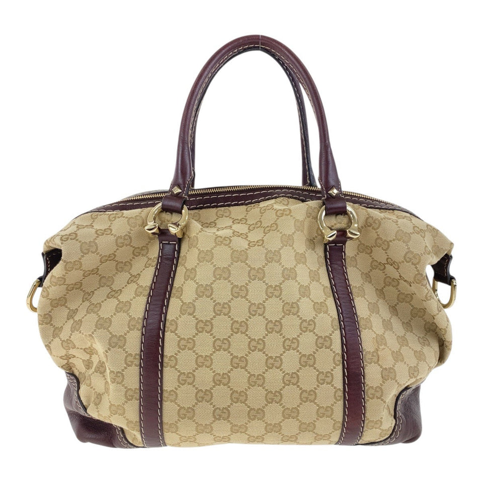Gucci Handbag 189892 GG canvas Beige Brown Gold Metal