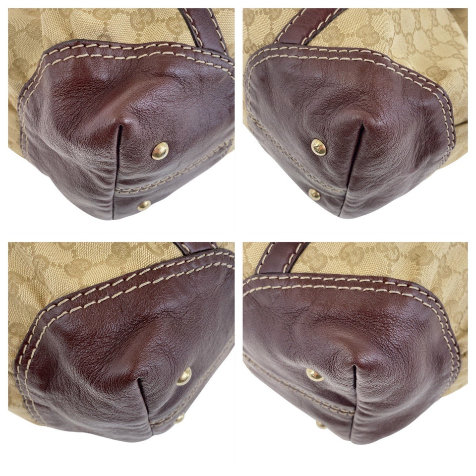 Gucci Handbag 189892 GG canvas Beige Brown Gold Metal