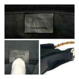 Gucci Shoulder Bag 001 3638 Suede Black Brown Gold Metal Bamboo