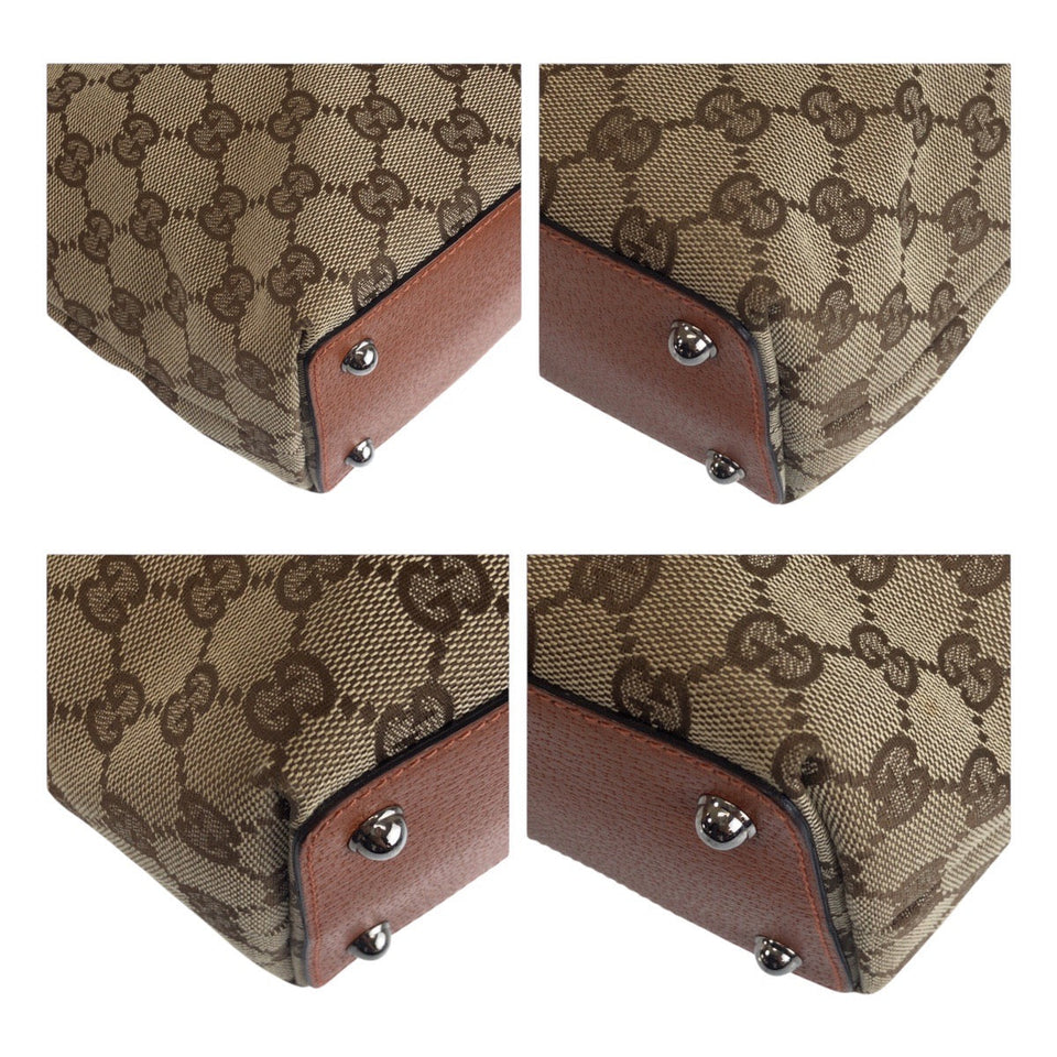 Gucci Tote Bag 120840 GG canvas Beige Brown SilverMetal
