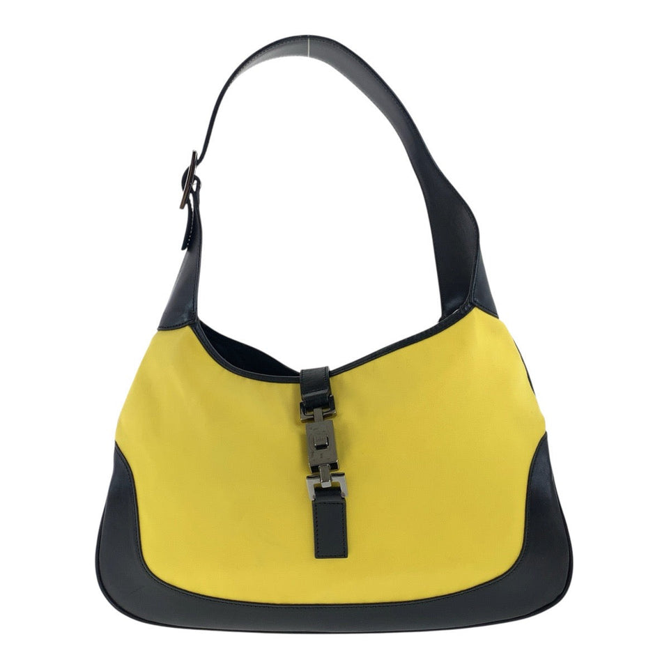 Gucci Shoulder Bag 001 3306 canvas Yellow Black SilverMetal Jackie