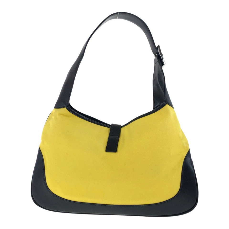 Gucci Shoulder Bag 001 3306 canvas Yellow Black SilverMetal Jackie