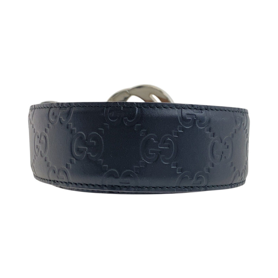 Gucci belt 411924 leather black Gucci Shima interlocking 36