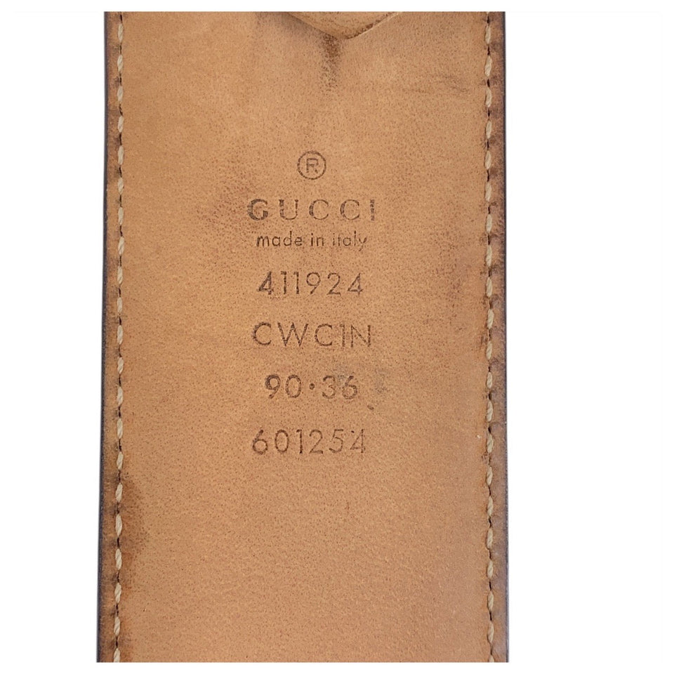 Gucci belt 411924 leather black Gucci Shima interlocking 36