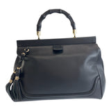 Gucci Handbag 296860 leather Black GoldMetal Bamboo